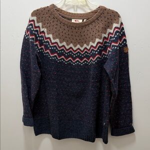 Fjallraven Brown and Navy Patterned Sweater